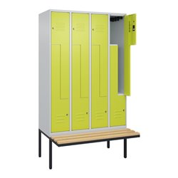 C+P Z-Spind Classic PLUS, Bank, 8 Fächer, 2120x1200x815mm, 7035/0024 Verschluss Zylinderschloss Sitzbanktyp auskragend Material 