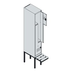 C+P Z-Spind Classic PLUS, Bank, 2 Fächer, 2120x300x815mm, 7035/7016 Verschluss Zylinderschloss Sitzbanktyp auskragend Material S