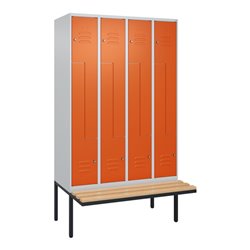 C+P Z-Spind Classic PLUS, Bank, 8 Fächer, 2120x1200x815mm, 7035/2004 Verschluss Zylinderschloss Sitzbanktyp auskragend Material 