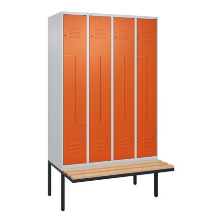 C+P Z-Spind Classic PLUS, Bank, 8 Fächer, 2120x1200x815mm, 7035/2004 Verschluss Zylinderschloss Sitzbanktyp auskragend Material 