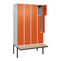 C+P Z-Spind Classic PLUS, Bank, 8 Fächer, 2120x1200x815mm, 7035/2004 Verschluss Zylinderschloss Sitzbanktyp auskragend Material 