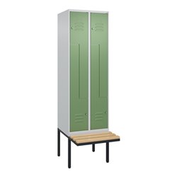 C+P Z-Spind Classic PLUS, Bank, 4 Fächer, 2120x600x815mm, 7035/6011 Verschluss Zylinderschloss Sitzbanktyp auskragend Material S