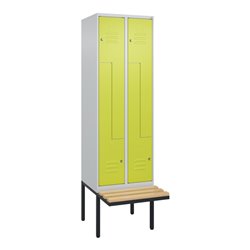 C+P Z-Spind Classic PLUS, Bank, 4 Fächer, 2120x600x815mm, 7035/0024 Verschluss Zylinderschloss Sitzbanktyp auskragend Material S