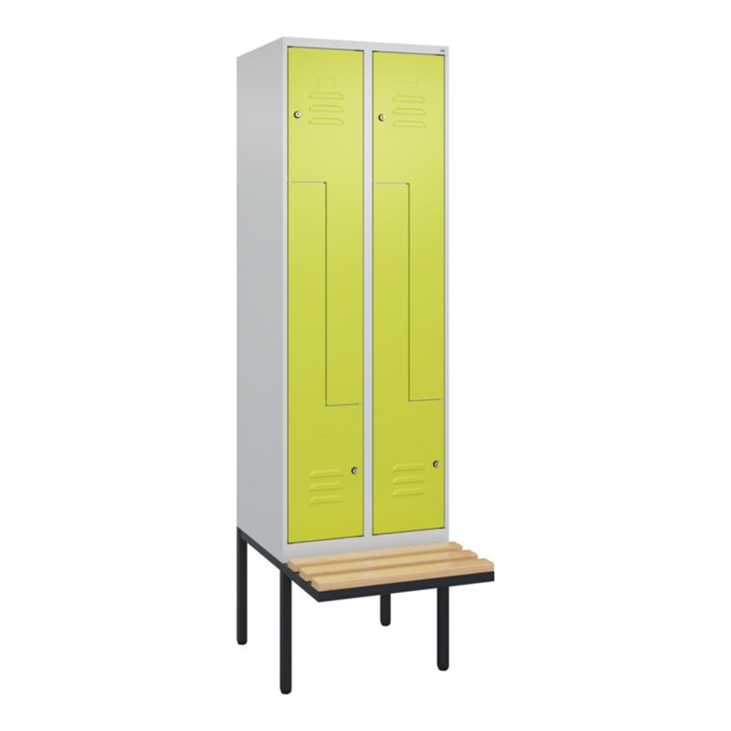 C+P Z-Spind Classic PLUS, Bank, 4 Fächer, 2120x600x815mm, 7035/0024 Verschluss Zylinderschloss Sitzbanktyp auskragend Material S