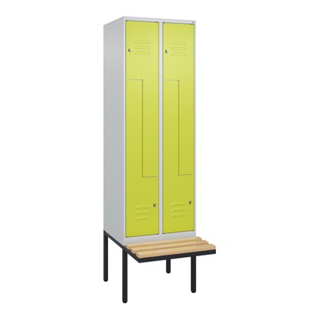 C+P Z-Spind Classic PLUS, Bank, 4 Fächer, 2120x600x815mm, 7035/0024 Verschluss Zylinderschloss Sitzbanktyp auskragend Material S