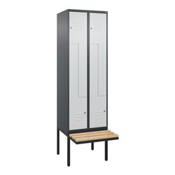 C+P Z-Spind Classic PLUS, Bank, 4 Fächer, 2120x600x815mm, 7016/7035 Verschluss Zylinderschloss Sitzbanktyp auskragend Material S