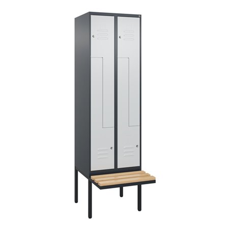 C+P Z-Spind Classic PLUS, Bank, 4 Fächer, 2120x600x815mm, 7016/7035 Verschluss Zylinderschloss Sitzbanktyp auskragend Material S