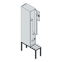 C+P Z-Spind Classic PLUS, Bank, 2 Fächer, 2120x300x815mm, 9016/9016 Verschluss Zylinderschloss Sitzbanktyp untergebaut Material 