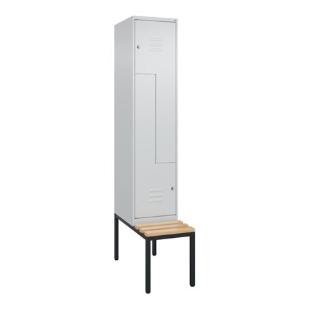 C+P Z-Spind Classic PLUS, Bank, 2 Fächer, 2120x400x815mm, 7035/7035 Verschluss Zylinderschloss Sitzbanktyp untergebaut Material 