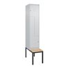C+P Z-Spind Classic PLUS, Bank, 2 Fächer, 2120x400x815mm, 7035/7035 Verschluss Zylinderschloss Sitzbanktyp untergebaut Material 