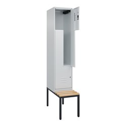 C+P Z-Spind Classic PLUS, Bank, 2 Fächer, 2120x400x815mm, 7035/7035 Verschluss Zylinderschloss Sitzbanktyp untergebaut Material 