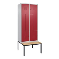 C+P Z-Spind Classic PLUS, Bank, 4 Fächer, 2120x800x815mm, 7035/3003 Verschluss Zylinderschloss Sitzbanktyp untergebaut Material 