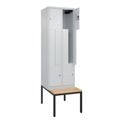 C+P Z-Spind Classic PLUS, Bank, 4 Fächer, 2120x600x815mm, 7035/7035 Verschluss Zylinderschloss Sitzbanktyp untergebaut Material 