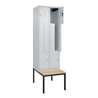 C+P Z-Spind Classic PLUS, Bank, 4 Fächer, 2120x600x815mm, 7035/7035 Verschluss Zylinderschloss Sitzbanktyp untergebaut Material 