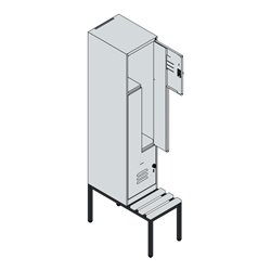 C+P Z-Spind Classic PLUS, Bank, 2 Fächer, 2120x400x815mm, 7035/2004 Verschluss Zylinderschloss Sitzbanktyp untergebaut Material 
