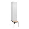 C+P Z-Spind Classic PLUS, Bank, 2 Fächer, 2120x400x815mm, 9016/9016 Verschluss Zylinderschloss Sitzbanktyp untergebaut Material 