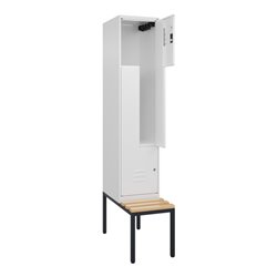 C+P Z-Spind Classic PLUS, Bank, 2 Fächer, 2120x400x815mm, 9016/9016 Verschluss Zylinderschloss Sitzbanktyp untergebaut Material 