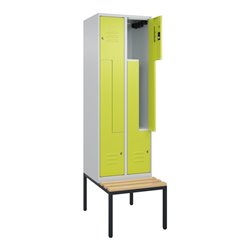 C+P Z-Spind Classic PLUS, Bank, 4 Fächer, 2120x600x815mm, 7035/0024 Verschluss Zylinderschloss Sitzbanktyp untergebaut Material 