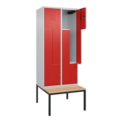 C+P Z-Spind Classic PLUS, Bank, 4 Fächer, 2120x800x815mm, 7035/3020 Verschluss Zylinderschloss Sitzbanktyp untergebaut Material 