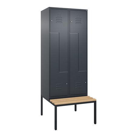 C+P Z-Spind Classic PLUS, Bank, 4 Fächer, 2120x800x815mm, 7016/7016 Verschluss Zylinderschloss Sitzbanktyp untergebaut Material 