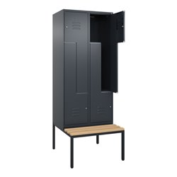 C+P Z-Spind Classic PLUS, Bank, 4 Fächer, 2120x800x815mm, 7016/7016 Verschluss Zylinderschloss Sitzbanktyp untergebaut Material 