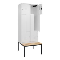 C+P Z-Spind Classic PLUS, Bank, 4 Fächer, 2120x800x815mm, 9016/9016 Verschluss Zylinderschloss Sitzbanktyp untergebaut Material 