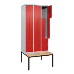 C+P Z-Spind Classic PLUS, Bank, 6 Fächer, 2120x900x815mm, 7035/3020 Verschluss Zylinderschloss Sitzbanktyp untergebaut Material 