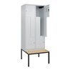C+P Z-Spind Classic PLUS, Bank, 4 Fächer, 2120x800x815mm, 7035/7035 Verschluss Zylinderschloss Sitzbanktyp untergebaut Material 