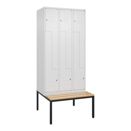 C+P Z-Spind Classic PLUS, Bank, 6 Fächer, 2120x900x815mm, 9016/9016 Verschluss Zylinderschloss Sitzbanktyp untergebaut Material 