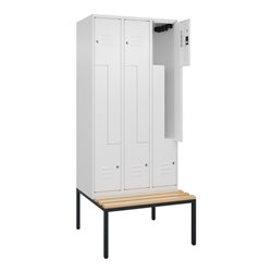 C+P Z-Spind Classic PLUS, Bank, 6 Fächer, 2120x900x815mm, 9016/9016 Verschluss Zylinderschloss Sitzbanktyp untergebaut Material 