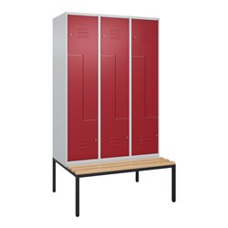 C+P Z-Spind Classic PLUS, Bank, 6 Fächer, 2120x1200x815mm, 7035/3003 Verschluss Zylinderschloss Sitzbanktyp untergebaut Material