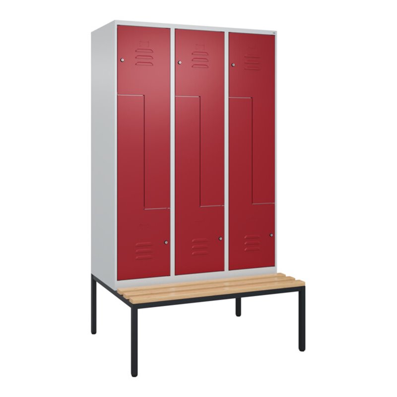 C+P Z-Spind Classic PLUS, Bank, 6 Fächer, 2120x1200x815mm, 7035/3003 Verschluss Zylinderschloss Sitzbanktyp untergebaut Material