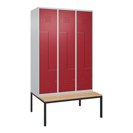 C+P Z-Spind Classic PLUS, Bank, 6 Fächer, 2120x1200x815mm, 7035/3003 Verschluss Zylinderschloss Sitzbanktyp untergebaut Material