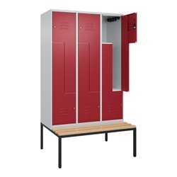 C+P Z-Spind Classic PLUS, Bank, 6 Fächer, 2120x1200x815mm, 7035/3003 Verschluss Zylinderschloss Sitzbanktyp untergebaut Material