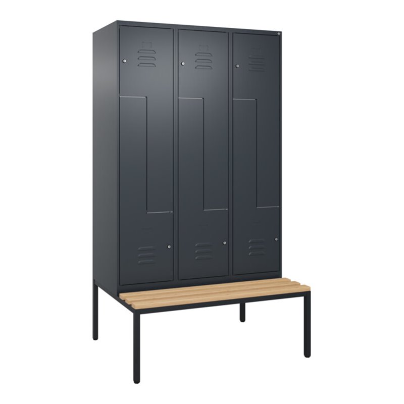 C+P Z-Spind Classic PLUS, Bank, 6 Fächer, 2120x1200x815mm, 7016/7016 Verschluss Zylinderschloss Sitzbanktyp untergebaut Material