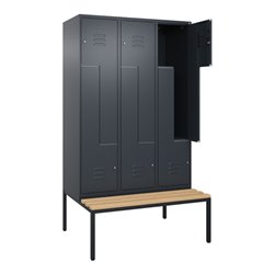 C+P Z-Spind Classic PLUS, Bank, 6 Fächer, 2120x1200x815mm, 7016/7016 Verschluss Zylinderschloss Sitzbanktyp untergebaut Material