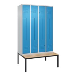 C+P Z-Spind Classic PLUS, Bank, 8 Fächer, 2120x1200x815mm, 7035/5012 Verschluss Zylinderschloss Sitzbanktyp untergebaut Material