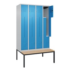 C+P Z-Spind Classic PLUS, Bank, 8 Fächer, 2120x1200x815mm, 7035/5012 Verschluss Zylinderschloss Sitzbanktyp untergebaut Material