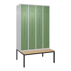 C+P Z-Spind Classic PLUS, Bank, 8 Fächer, 2120x1200x815mm, 7035/6011 Verschluss Zylinderschloss Sitzbanktyp untergebaut Material