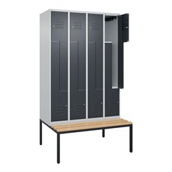 C+P Z-Spind Classic PLUS, Bank, 8 Fächer, 2120x1200x815mm, 7035/7016 Verschluss Zylinderschloss Sitzbanktyp untergebaut Material
