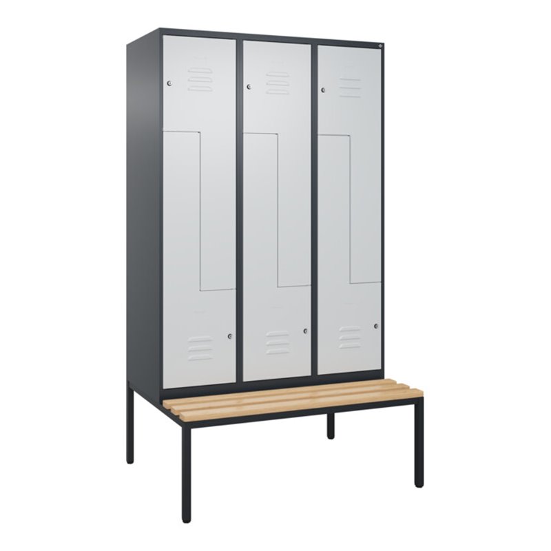 C+P Z-Spind Classic PLUS, Bank, 6 Fächer, 2120x1200x815mm, 7016/7035 Verschluss Zylinderschloss Sitzbanktyp untergebaut Material