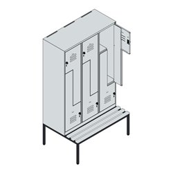 C+P Z-Spind Classic PLUS, Bank, 6 Fächer, 2120x1200x815mm, 7016/7035 Verschluss Zylinderschloss Sitzbanktyp untergebaut Material