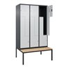 C+P Z-Spind Classic PLUS, Bank, 6 Fächer, 2120x1200x815mm, 7016/7035 Verschluss Zylinderschloss Sitzbanktyp untergebaut Material