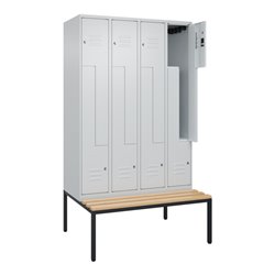 C+P Z-Spind Classic PLUS, Bank, 8 Fächer, 2120x1200x815mm, 7035/7035 Verschluss Zylinderschloss Sitzbanktyp untergebaut Material