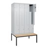 C+P Z-Spind Classic PLUS, Bank, 8 Fächer, 2120x1200x815mm, 7035/7035 Verschluss Zylinderschloss Sitzbanktyp untergebaut Material