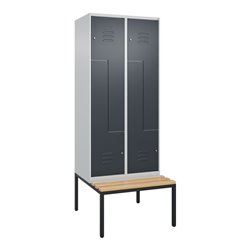 C+P Z-Spind Classic PLUS, Bank, 4 Fächer, 2120x800x815mm, 7035/7016 Verschluss Zylinderschloss Sitzbanktyp untergebaut Material 