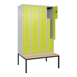 C+P Z-Spind Classic PLUS, Bank, 8 Fächer, 2120x1200x815mm, 7035/0024 Verschluss Zylinderschloss Sitzbanktyp untergebaut Material