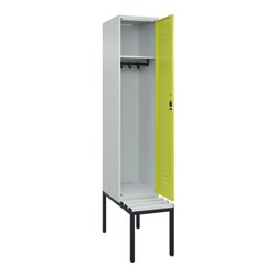 C+P Spind Classic PLUS, Bank, 1 Abteil, 2120x400x815mm, 7035/0024 Verschluss Zylinderschloss 4 Garderobenhaken  Dekor Banklatten