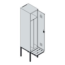 C+P Spind Classic PLUS, Bank, 1 Abteil, 2120x400x815mm, 7016/7016 Verschluss Zylinderschloss 4 Garderobenhaken Trennwand mittig 