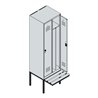 C+P Spind Classic PLUS, Bank, 2 Abteile, 2120x600x815mm, 7035/5023 Verschluss Zylinderschloss 4 Garderobenhaken Trennwand mittig